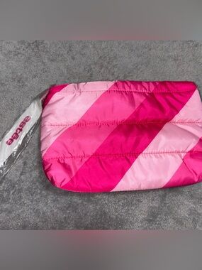 Estee Lauder Pink Diagonal Stripe Mini Cosmetic Bag